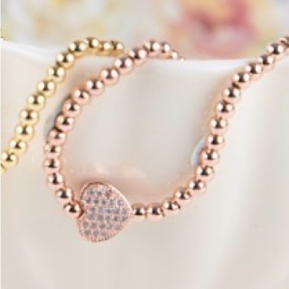 Daniel Espinosa - Rose Gold Beaded Heart Bracelet
